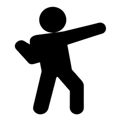 Black silhouette of a person throwing something, standing on the ground