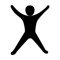 Silhouette of a person jumping jack in a fitness pose isolated
