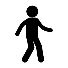 Simple black silhouette of a walking person on white background illustration