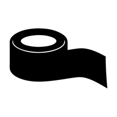 Black adhesive tape roll being unwound, simple and minimal object