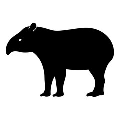 A silhouette of a tapir stands out on a white background