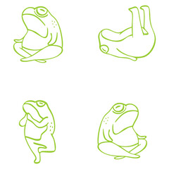 Featuring a frog in a sitting meditation pose with simple lines, symbolizing harmony and introspection.