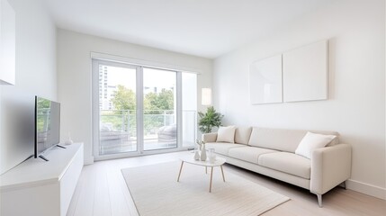 Bright, modern living room with balcony access