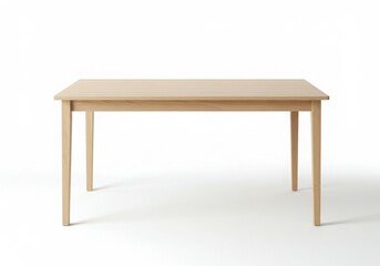 A light wood rectangular table with four legs against a white background