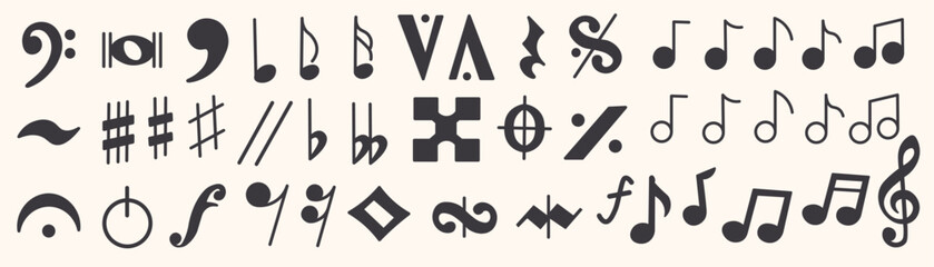 musical notations in doodle style in vector. Element for design advertisement mail posts poster print postcard banner © Anna