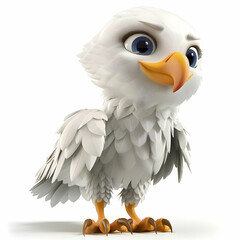 Naklejka premium Cute cartoon bird character with big eyes and fluffy feathers