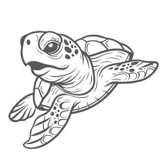 Olive Ridley Sea Turtle Line Art Illustration