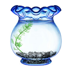 Aquatic Plant and Gravel in a Glass Fish Bowl 1