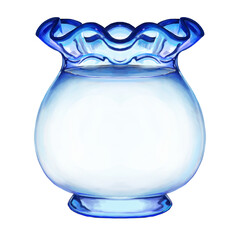 Empty Goldfish Bowl with Ruffled Rim