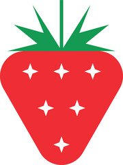 Red strawberry. Geometric minimalistic abstract illustration of strawberry berry. Isolated vector illustration of strawberry icon.