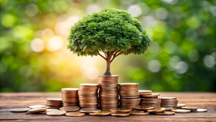 Growing Tree with Coins A tree with leaves made of coins symbolizing growth and stability in savings.