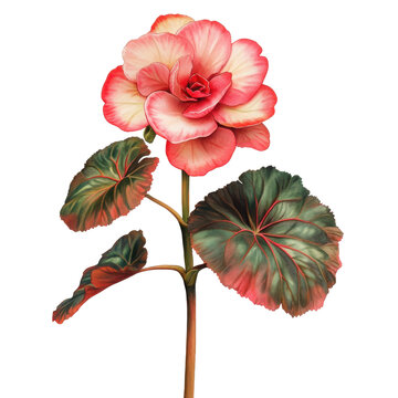 pink begonia flower stem on white clip art preview
