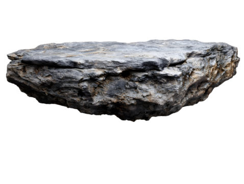 Isolated gray rock formation. Rough texture, rocky surface, and natural, earthy tones. Detailed geological element
