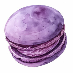 Watercolor macaroons. Sweet dessert. Cookies. Cake. Watercolor hand drawn food illustration.