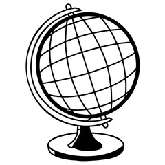Basic World Globe Outline Vector Illustration on Transparent Background