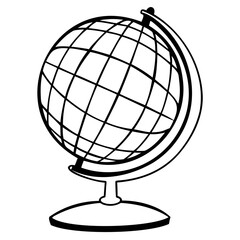 Basic World Globe Outline Vector Illustration on Transparent Background