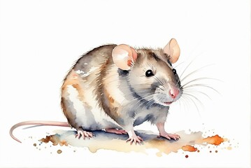 Watercolor painting of mice or mouse symbolizing the Chinese zodiac, traditional Asian brushstroke art capturing the playful and curious nature of these small animal
