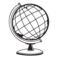 Fototapeta premium Vector Globe Icon with Clean Longitude and Latitude Lines Isolated on Transparent Background
