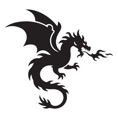 Dragon Blaze Fire Vector Black silhouettes. with white background