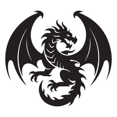 Dragon Blaze Fire Vector Black silhouettes. with white background