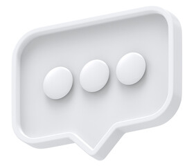 3d white shape chat social media notification rectangle icon isolated transparent background 3D rendering
