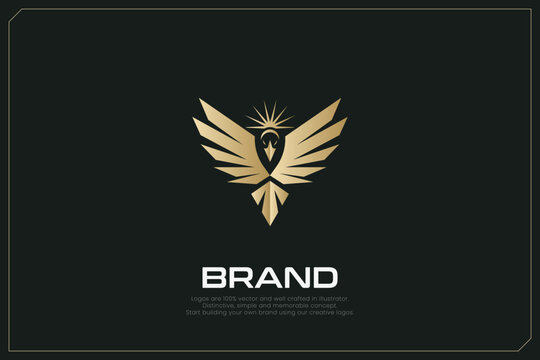 Raven Animal Logo Brand Gold