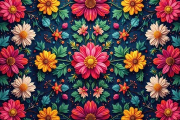 Fototapeta premium Intricate floral design, repeating seamlessly , summer, flower