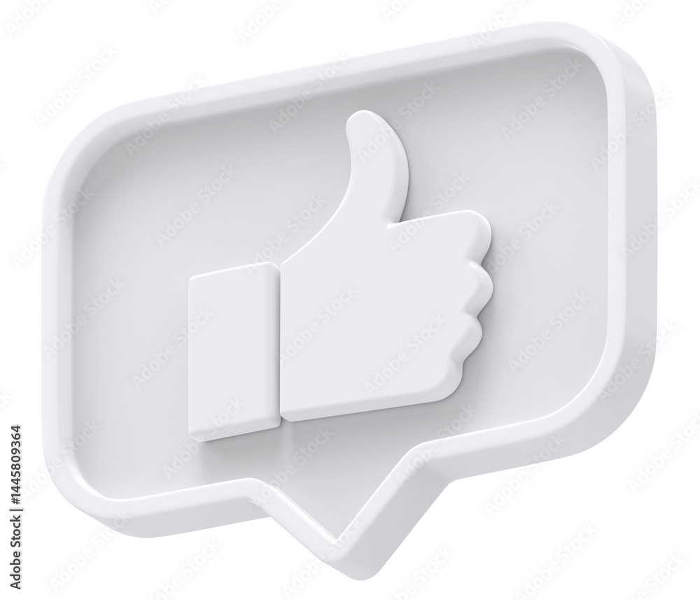 Poster 3d white shape like social media notification rectangle icon isolated transparent background 3d rend