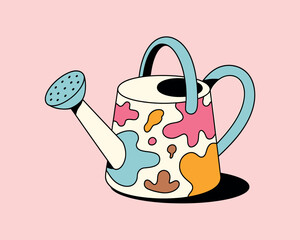 Colorful Cartoon Watering Can Illustration for Garden and Plants