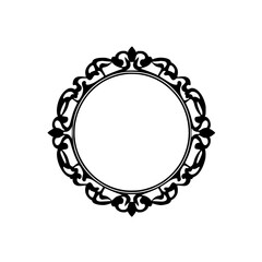 Elegant Black Ornate Round Frame Vector Design
