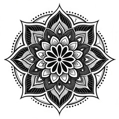Black Mandala Silhouette Design on White Background – Intricate Geometric Floral Pattern for Tattoo, Decoration, and Spiritual Art 
