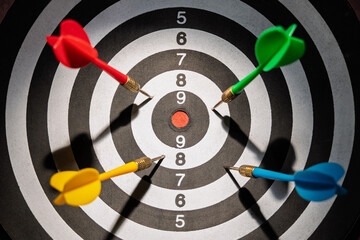 All the darts hit the target, but none of them hit the center point, businesses that are not as...