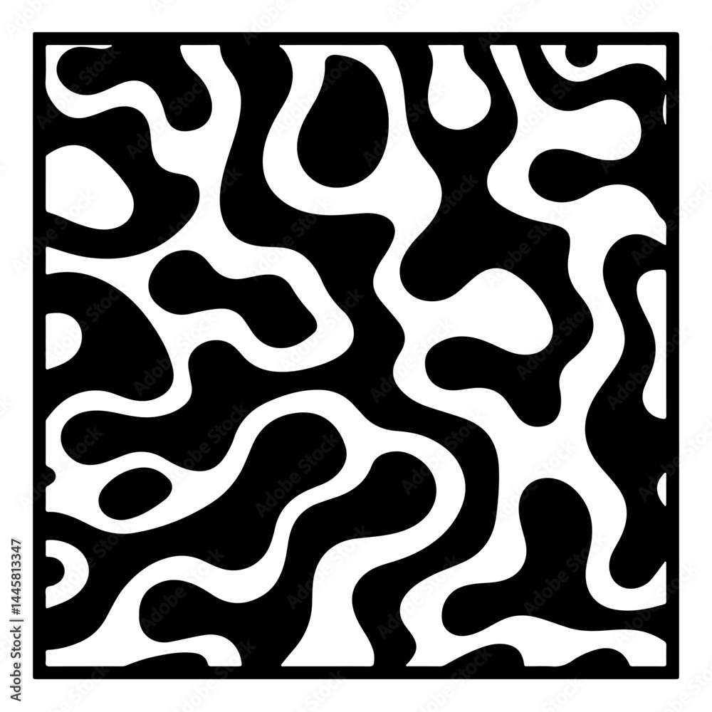 Poster abstract vector illustration with wavy black and white lines forming fluid patterns. perfect for mod