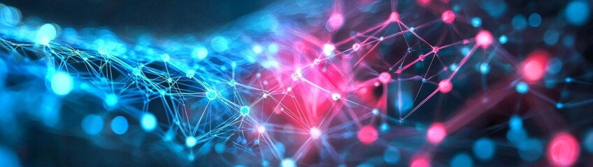 Fototapeta premium Neural network illuminated with vibrant neon glow effects.