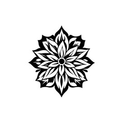 Elegant Black and White Floral Mandala Design on White