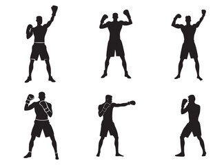 Fototapeta premium Boxer stand with pose vector silhouette 