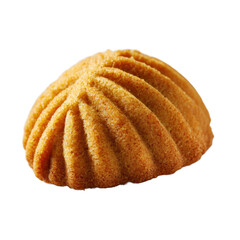 Close up of a single shell shaped cookie on a black background