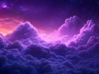 Fototapeta premium Purple and pink cloudscape at night, stars