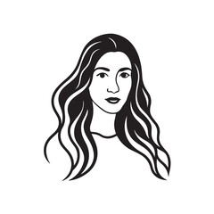 A vector art silhouette captures the glamour of a beautiful woman with long black hair