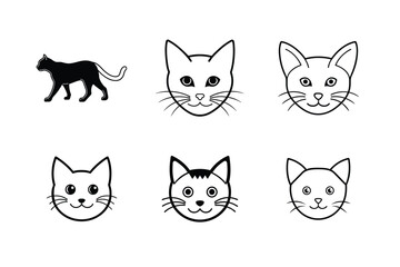 cat face silhouette vector icon minimal cute style 9