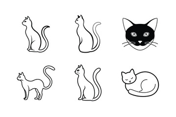 cat face silhouette vector icon minimal cute style 14