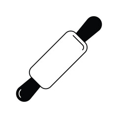 rolling pin glyph outline icon with white background vector stock illustration