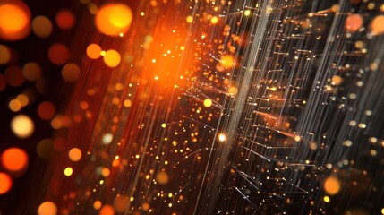 Fototapeta premium Abstract orange and gold glowing lines