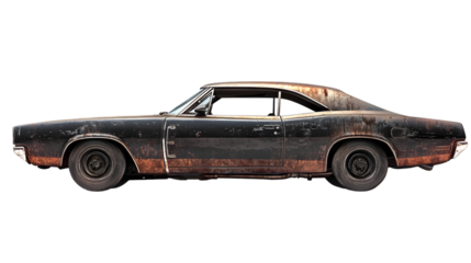 Classic Vintage Muscle Car Isolated on White Background for Automotive Enthusiasts