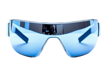 Stylish blue mirrored sunglasses futuristic design sleek frame perfect summer accessory reflecting