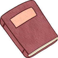 clip art watercolor illustration of colorful hard cover open book with empty pages for background asset