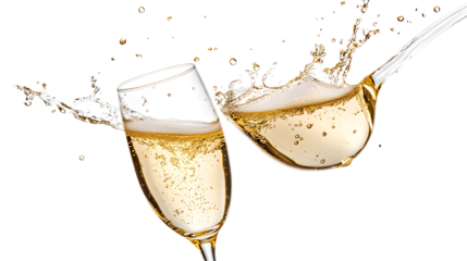 Celebratory Champagne Glasses Clinking with Golden Bubbles