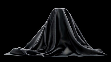 Naklejka premium Mysterious Black Silk Unveiling a Secret.