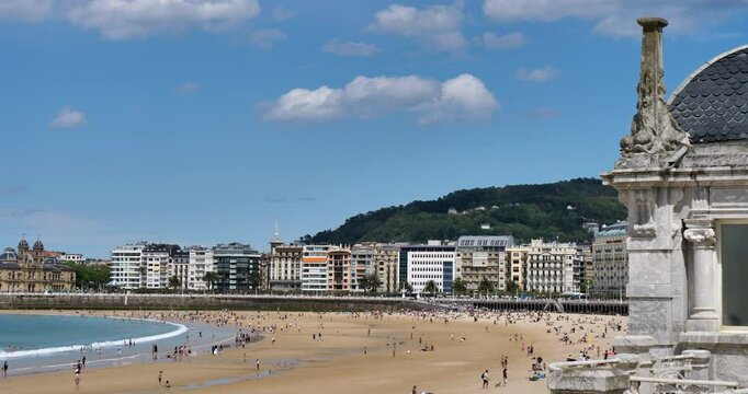 San Sebastian,  the Concha bay, and beach of la Concha, Basque country, Spain