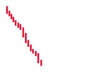 Candles symbolisieren einen schnell sbsteigenden Kurs, Schnell fallende Aktien, Negative Kursentwicklung